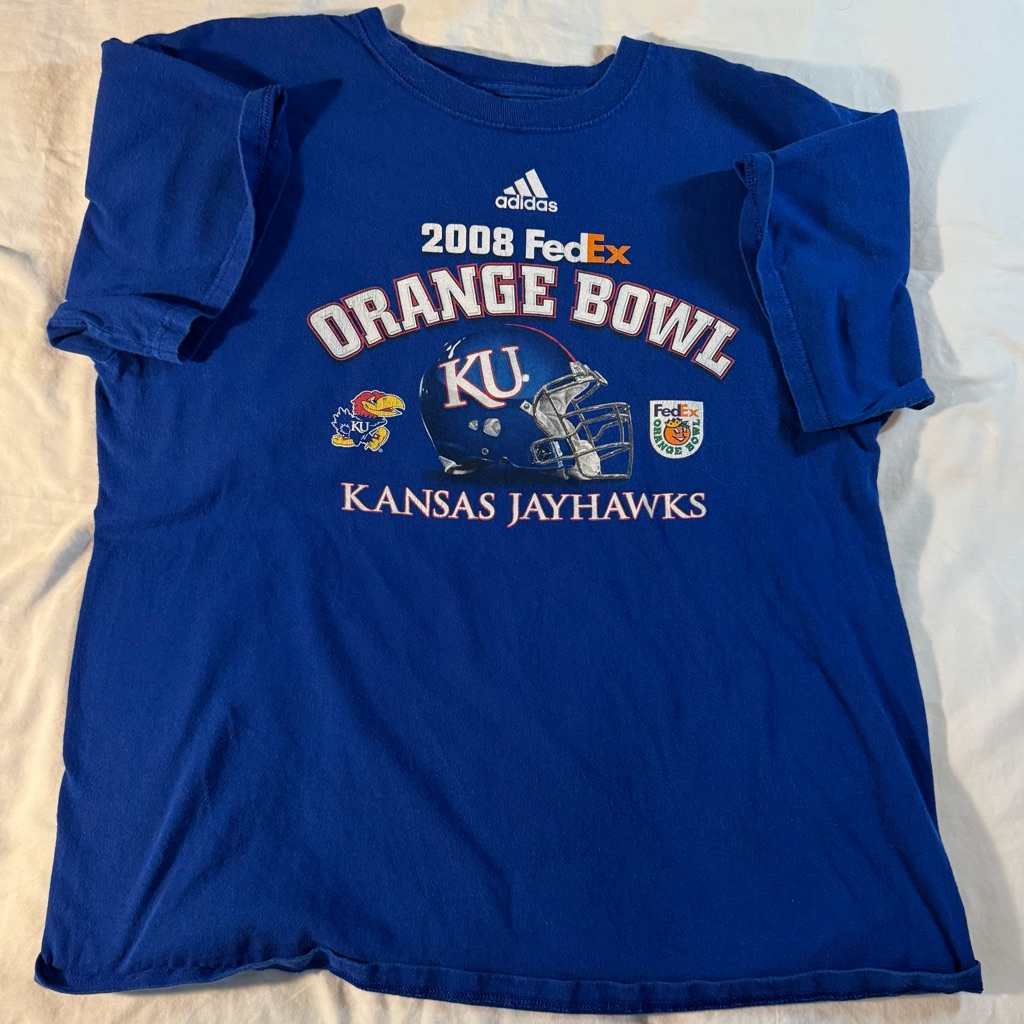 Adidas 2008 Ncaa Orange Bowl Jayhawks Tee Shirt